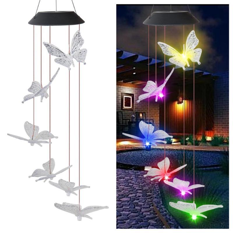Solar Butterfly LED Wind Chime Lamp