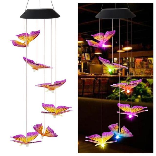 Solar Butterfly LED Wind Chime Lamp