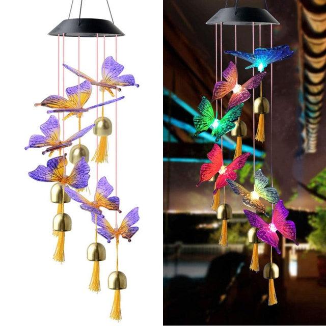 Solar Butterfly LED Wind Chime Lamp