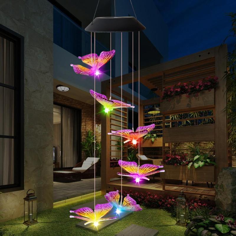 Solar Butterfly LED Wind Chime Lamp