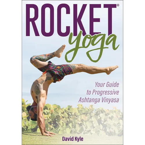Book cover of 'Rocket Yoga' with a person in a yoga pose against a natural background