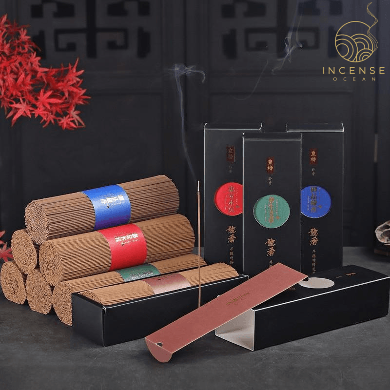 Multiple bundles of incense sticks.