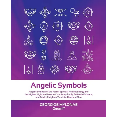 Purple and blue book cover showing 25 angelic symbols